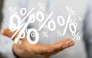 Hand mit Prozentzeichen